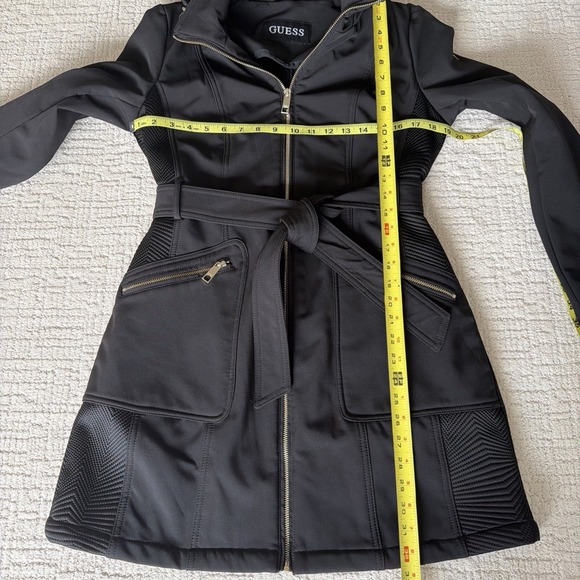 Guess Soft shell Black Women's Lightweight Hooded Jacket With Belt  Size M - Picture 9 of 16